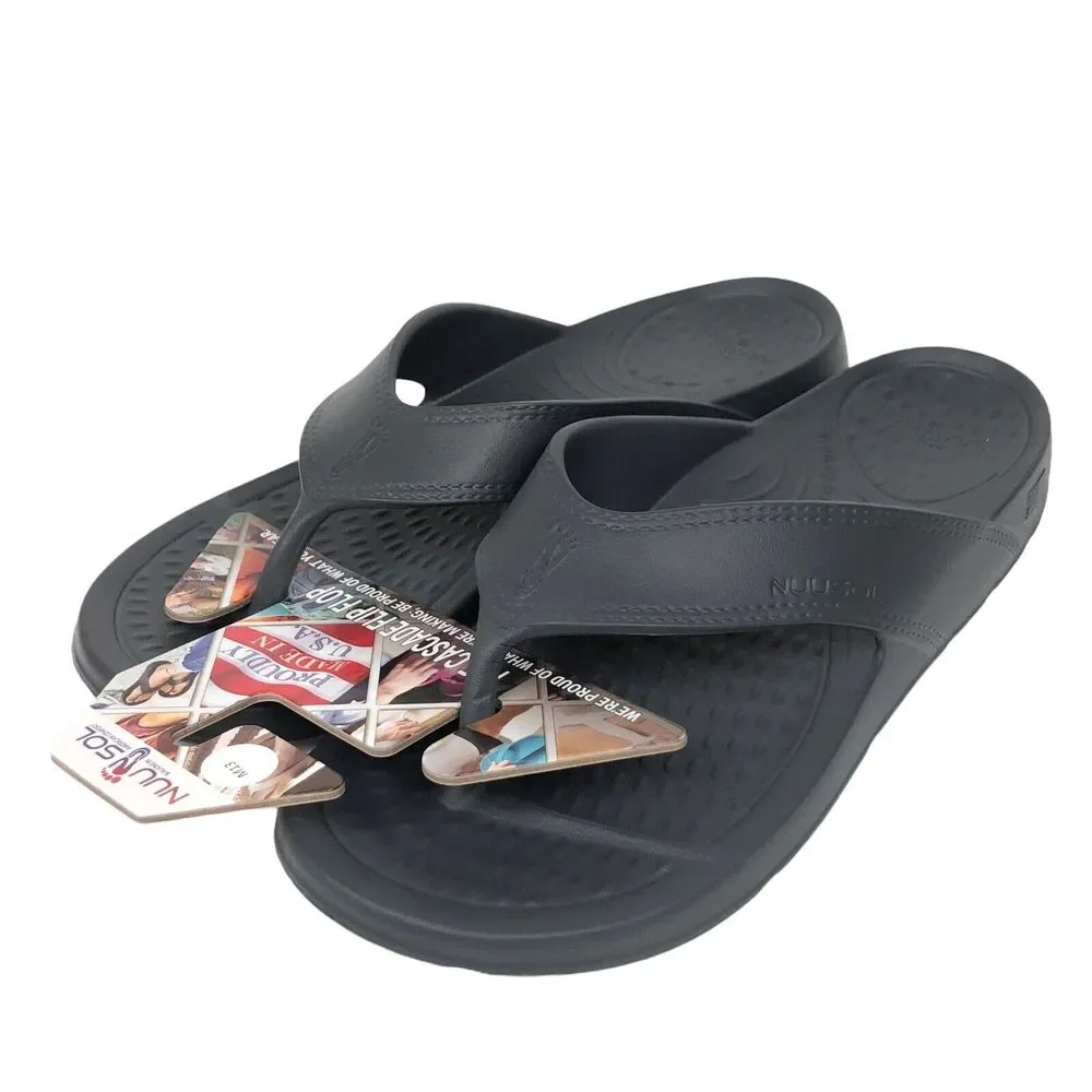 NEW Nuusol Cascade Flip Flops Granite Gray Mens 13 Made in USA